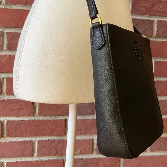 NEW Tory Burch Devon Black Pebble Leather Crossbody Bag NWOT - Picture 9 of 12